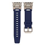 Apple Watch 42/44/45/46/49mm Titanyum Metal Bağlantı Kitli Silikon Kordon 101