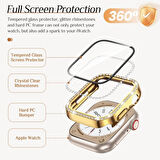 Apple Watch 40mm Ekran Koruyuculu Tek Sıra Kenar Taşlı Sert PC Kasa Koruyucu