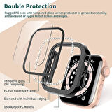 Apple Watch 7 8 9 41mm Ekran Koruyuculu Tek Sıra Kenar Taşlı Sert PC Kasa Koruyucu