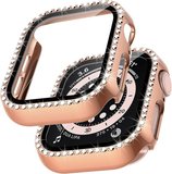 Apple Watch 44mm Ekran Koruyuculu Tek Sıra Kenar Taşlı Sert PC Kasa Koruyucu