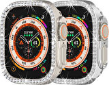 Apple Watch Ultra 1/2 49mm Ekran Koruyuculu Tek Sıra Kenar Taşlı Sert PC Kasa Koruyucu