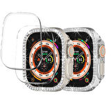 Apple Watch Ultra 1/2 49mm Ekran Koruyuculu Tek Sıra Kenar Taşlı Sert PC Kasa Koruyucu