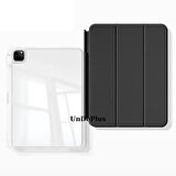 Apple iPad Pro 13inç M4 2024 Kılıf Kalem Bölmeli Akrilik Şeffaf Ayrılabilir Case A2925 A2926 A3007
