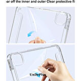 Apple iPad Pro 13inç M4 2024 Kılıf Kalem Bölmeli Akrilik Şeffaf Ayrılabilir Case A2925 A2926 A3007