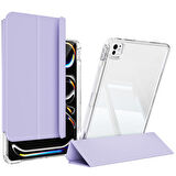 Apple iPad Pro 11 inç M4 2024 Kılıf Kalem Bölmeli Akrilik Şeffaf Ayrılabilir Case A2836 A2837 A3006