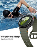 Samsung Galaxy Watch 4 5 6 7 FE 40 40 44 Classic 42 43 46 47 mm Kordon Dekoratif Örgü Çizgili Spor Silikon Kayış