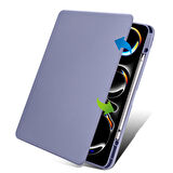 Apple iPad Pro 13inç M4 2024 Kılıf Termik Kalem Bölmeli Dönebilen Standlı Kılıf A2925 A2926 A3007