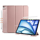Apple iPad Air 11inç M2/M3 2025-2024 Kılıf Flip Cover Kalem Bölmeli PC Case