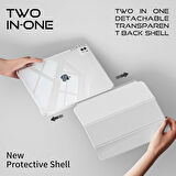 Apple iPad Pro 13inç M4 2024 Kılıf Kalem Bölmeli Akrilik Şeffaf Ayrılabilir Case A2925 A2926 A3007