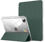 Apple iPad Pro 11 inç M4 2024 Kılıf Kalem Bölmeli Akrilik Şeffaf Ayrılabilir Case A2836 A2837 A3006