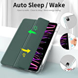 Apple iPad Pro 11 inç M4 2024 Kılıf Kalem Bölmeli Akrilik Şeffaf Ayrılabilir Case A2836 A2837 A3006