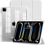 Apple iPad Air 11inç M2/M3 Air 4/5.Nesil 10.9 Kılıf Kalem Bölmeli Akrilik Şeffaf Ayrılabilir Case 2025-2024