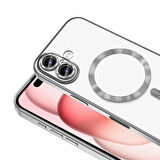 Apple iPhone 16 Kılıf Magsafe Kamera Lensli Korumalı Şeffaf Silikon Kapak