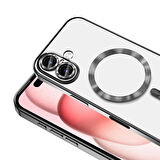 Apple iPhone 16 Kılıf Magsafe Kamera Lensli Korumalı Şeffaf Silikon Kapak
