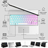 Apple iPad Pro 11inç M4 2024 Kılıf Kablosuz Dönebilen Klavyeli Kılıf Keyboard A2836 A2837 A3006