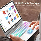 Apple iPad Pro 11inç M4 2024 Kılıf Kablosuz Dönebilen Klavyeli Kılıf Keyboard A2836 A2837 A3006