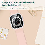 Apple Watch 10 serisi 46mm Ekran Koruyuculu Tek Sıra Kenar Taşlı Sert PC Kasa Koruyucu