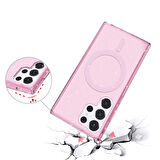 Samsung Galaxy S23 Ultra Kılıf Magsafe Şarj Özellikli Simli Sert Şeffaf Allstar Kapak