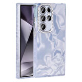 Samsung Galaxy S23 Ultra Kılıf Kenar Bumper Parlak Desen Taşlı Esila Kapak