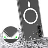 Samsung Galaxy S24 FE Kılıf Sert PC Magsafe Şeffaf Kapak Embos