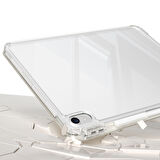 Apple iPad Air 11inç M2/M3 Air 4/5.Nesil 10.9 Kılıf Kalem Bölmeli Akrilik Şeffaf Ayrılabilir Case 2025-2024
