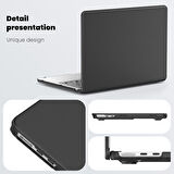 Apple Macbook Air 15inç M2/M3 A2941 A3114 Kılıf Synthetic İpeksi Deri Standlı Havalandırmalı Kapak 2023 2024