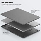 Apple Macbook Air 13.6inç M2/M3 A2681 A3113 Kılıf Synthetic İpeksi Deri Standlı Havalandırmalı Kapak 2022/2024