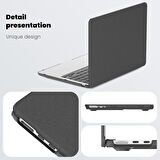Apple Macbook Air 13.6inç M2/M3 A2681 A3113 Kılıf Synthetic İpeksi Deri Standlı Havalandırmalı Kapak 2022/2024