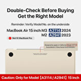 Apple Macbook Air 15inç M2/M3 A2941 A3114 Kılıf Nubuk Üçgen Standlı Havalandırmalı Kapak 2023/2024