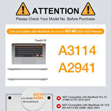 Apple Macbook Air 15inç M2/M3 A2941 A3114 Kılıf Nubuk Üçgen Standlı Havalandırmalı Kapak 2023/2024