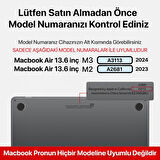 Apple Macbook Air 13.6inç M2/M3 A2681 A3113 Kılıf Nubuk Üçgen Standlı Havalandırmalı Kapak 2022/2024