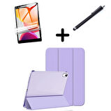 Apple iPad Air 13inç M2 Kılıf SET PU Deri Smart Tablet Kilifi Ekran Koruyucu + Kalem A2898 A2899 A2900