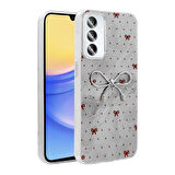 Samsung Galaxy A15 Kılıf Kamera Korumalı Fiyonk Kalp Figürlü Ponti Kapak