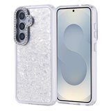 Samsung Galaxy S25 Kılıf Kamera Çerçeve Taşlı Parlak Tasarım Kapi Kapak