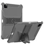 Apple iPad Air 4 10.9" Kılıf Kalem Bölemli Standlı Darbelere Dayanıklı Şeffaf Kapak A2072 A2316 A2324 A2325