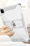 Apple iPad 9. Nesil 10.2 Kılıf Kalem Bölemli Standlı Darbelere Dayanıklı Şeffaf Kapak A2602 A2603 A2604 A2605