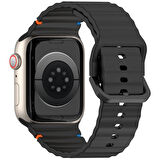 Apple Watch 10 Serisi 42mm - 38/40/41mm Kordon Dekoratif Örgü Çizgili Spor Silikon Kayış