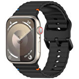 Apple Watch 10 Serisi 42mm - 38/40/41mm Kordon Dekoratif Örgü Çizgili Spor Silikon Kayış
