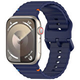 Apple Watch 10 Serisi 42mm - 38/40/41mm Kordon Dekoratif Örgü Çizgili Spor Silikon Kayış