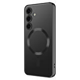 Samsung Galaxy A55 için Magsafe ile uyumlu Kılıf Kamera Lensli Korumalı Şeffaf Silikon Kapak