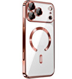 Apple iPhone 17 Pro Max için Magsafe ile uyumlu Kılıf Kamera Lensli Korumalı Şeffaf Silikon Kapak