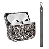 Apple Airpods Pro 1. / 2. Nesil ile uyumlu Kılıf Şık Simli Şeffaf Bilek Askı Aparatlı Case 45