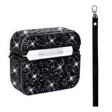 Apple Airpods Pro 1. / 2. Nesil ile uyumlu Kılıf Şık Simli Şeffaf Bilek Askı Aparatlı Case 45