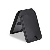 M-Safe ile uyumlu 3 Kart Yuvalı Mıknatıslı PU Deri Cüzdan Kartlık CRD-11