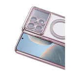 Xiaomi Poco X6 Pro Kılıf M-Safe Şarj Uyumlu Simli Kamera Kenar Taşlı Kapak Joke