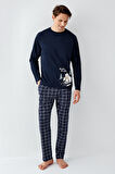 Baba Oğul Lacivert Pijama Takım, Kombin Yapmak İçin tek tek sepete eklenmelidir