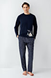Baba Oğul Lacivert Pijama Takım, Kombin Yapmak İçin tek tek sepete eklenmelidir