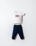 U.S. Polo Assn. Erkek Bebek 3’lü Takım Kapüşonlu Fermuarlı Sweatshirt T-Shirt Pantolon