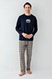 Baba Oğul Kareli Lacivert Pijama Takım Kombin, Erkek ve Çocuk Pijamalar Ayrı Ayrı Fiyatlandırılır