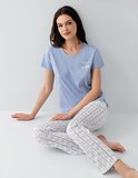 Kadın %50 Pamuk %50 Modal Kısa Kollu Pijama Takımı – Yumuşak Dokulu, Rahat Kesim, Büyük Beden Seçenekli